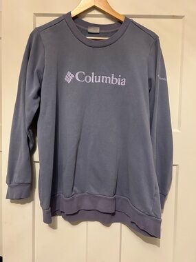 Columbia Slate Blue Crewneck Sweatshirt with Pale Lilac Logo